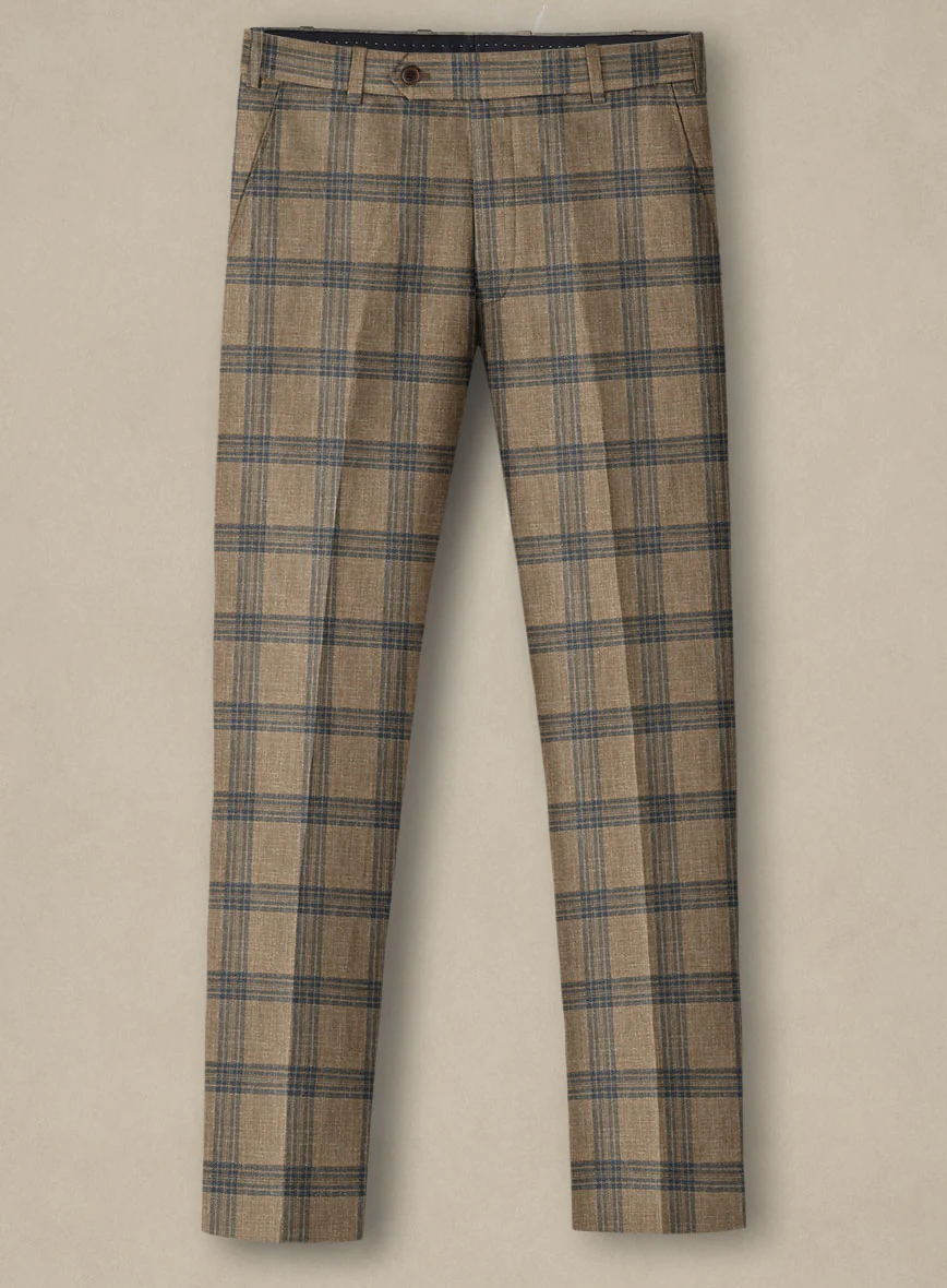 Italian Murano Vaier Brown Wool Linen Silk Pants - Image 2