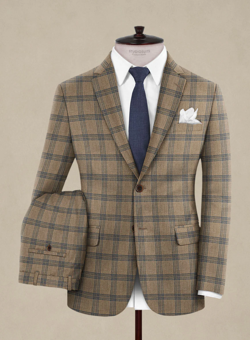 Italian Murano Vaier Brown Wool Linen Silk Suit - Image 2