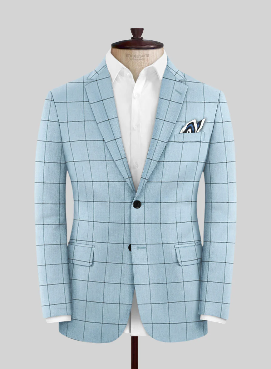 Italian Murano Vanzo Blue Wool Linen Silk Suit - Image 3