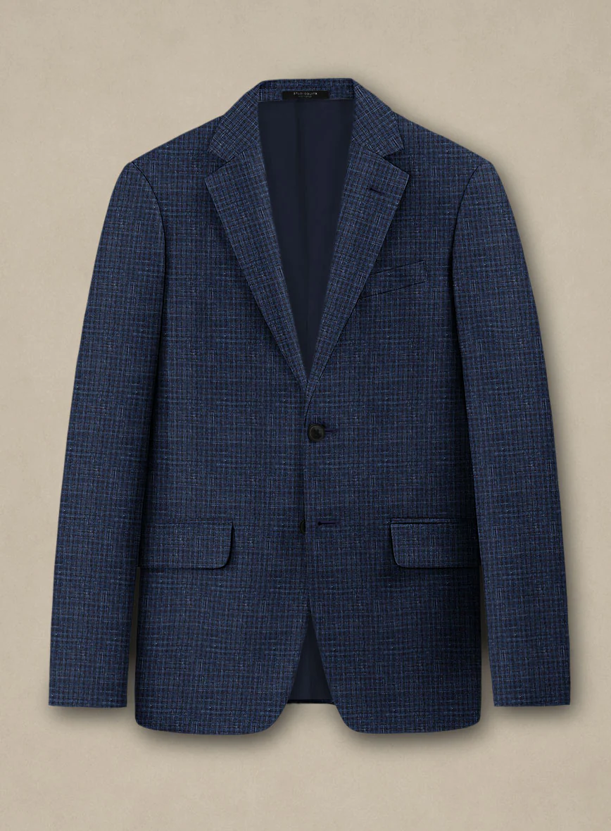 Italian Murano Zonla Blue Wool Linen Suit - Image 4