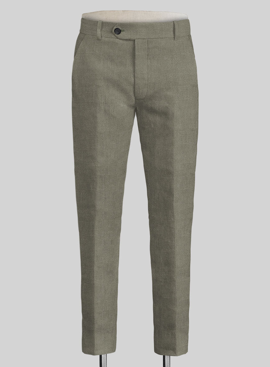 Italian Muted Green Linen Pants - Image 2