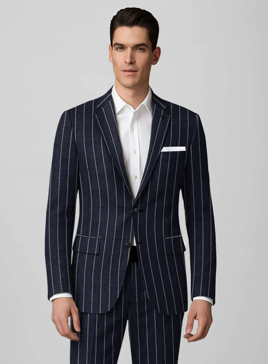Italian Navy Ascot Rope Stripe Tweed Suit - Image 3