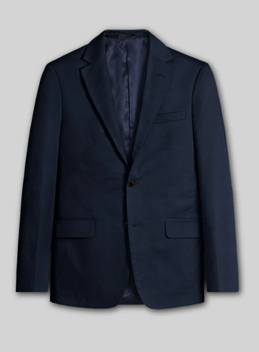 Italian Navy Blue Cotton Stretch Suit - Image 4