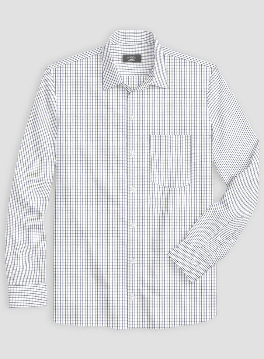 Italian Navy Blue Windowpane Shirt - Image 2