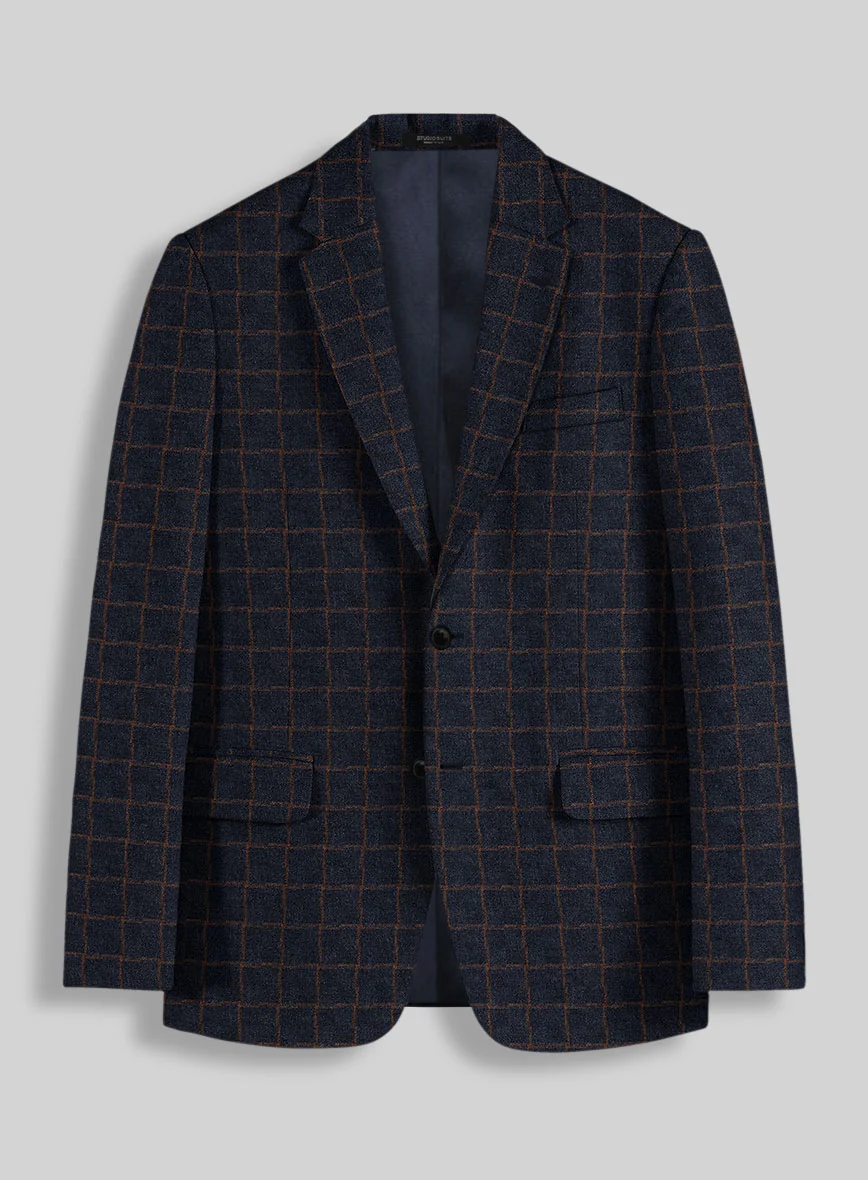 Italian Navy Terra Check Tweed Suit - Image 2