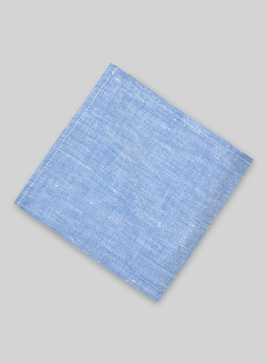 Italian Nile Blue Linen Pocket Square - Image 3