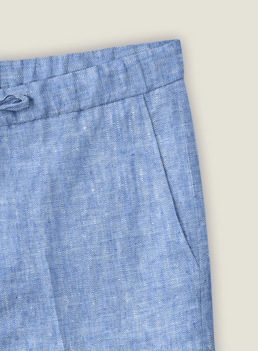 Italian Nile Blue Linen Shorts - Image 3