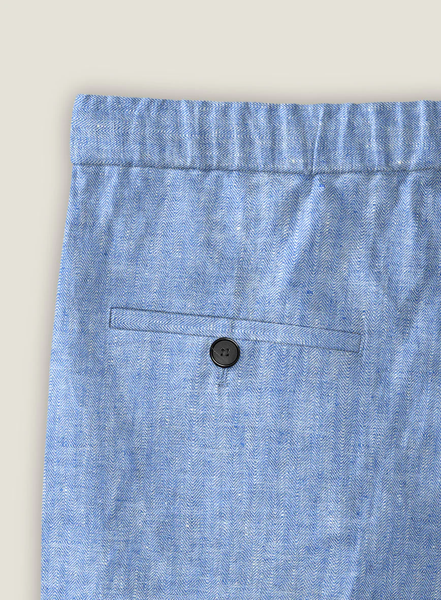 Italian Nile Blue Linen Shorts - Image 4
