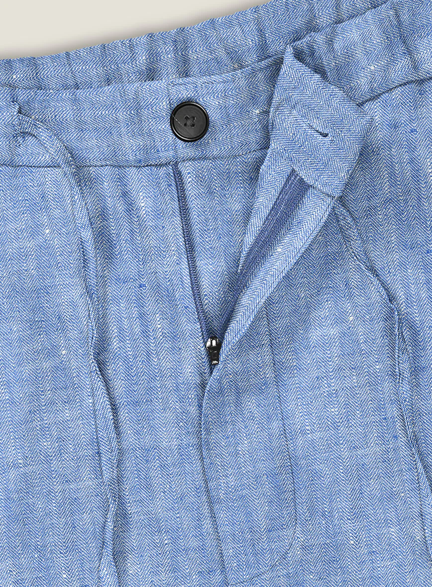 Italian Nile Blue Linen Shorts - Image 5
