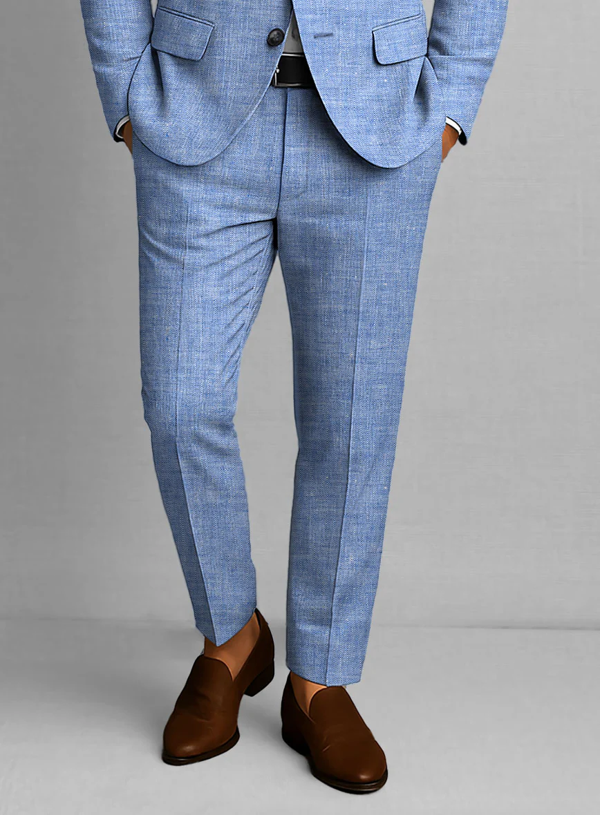 Italian Nile Blue Linen Suit - Image 6