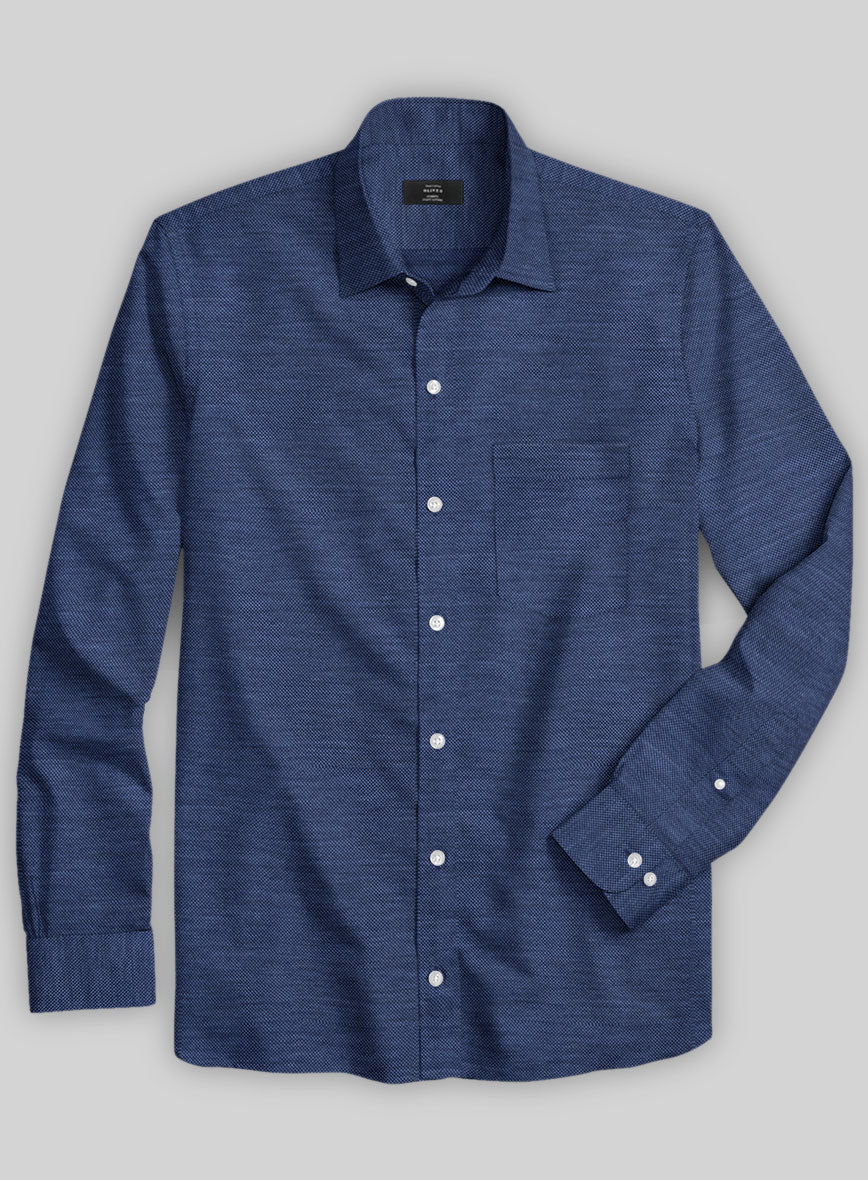 Italian Nile Blue Stretch Cotton Shirt - Image 2
