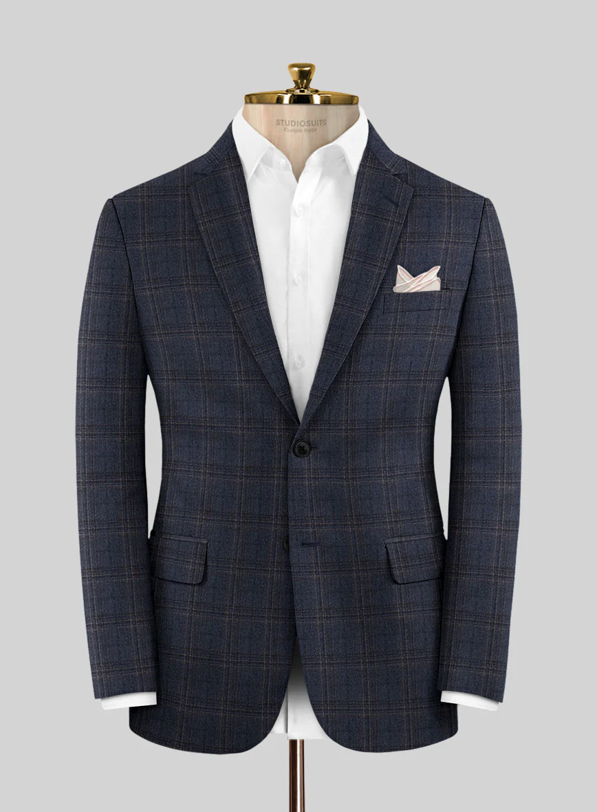 Italian Ofra Blue Checks Flannel Suit - Image 3