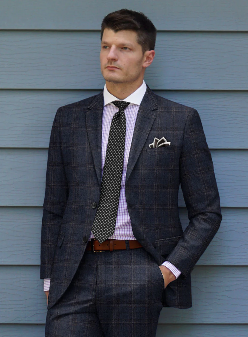 Italian Ofra Blue Checks Flannel Suit - Image 4