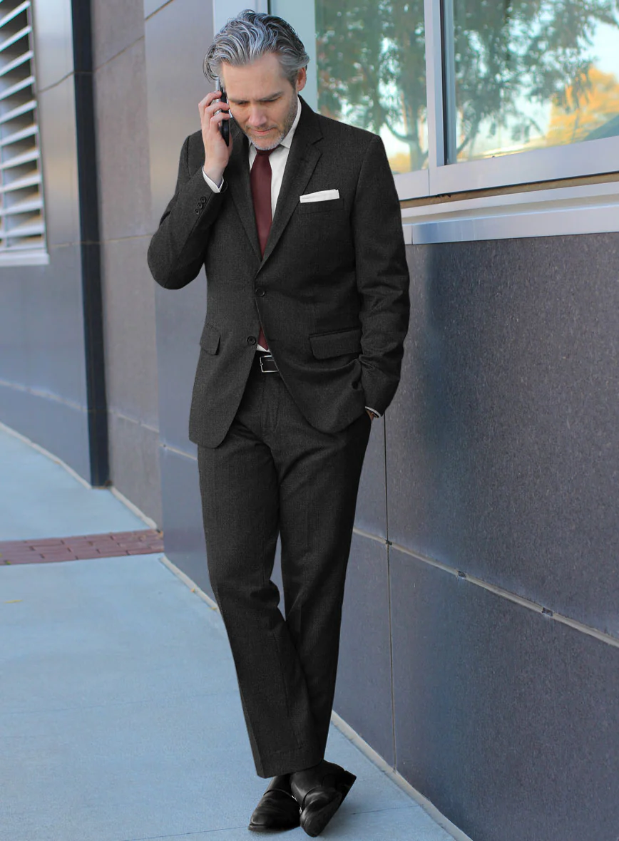 Italian Ombo Charcoal Birdseye Flannel Suit - Image 2