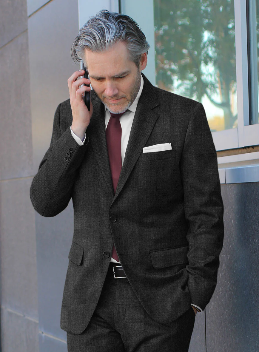 Italian Ombo Charcoal Birdseye Flannel Suit - Image 4