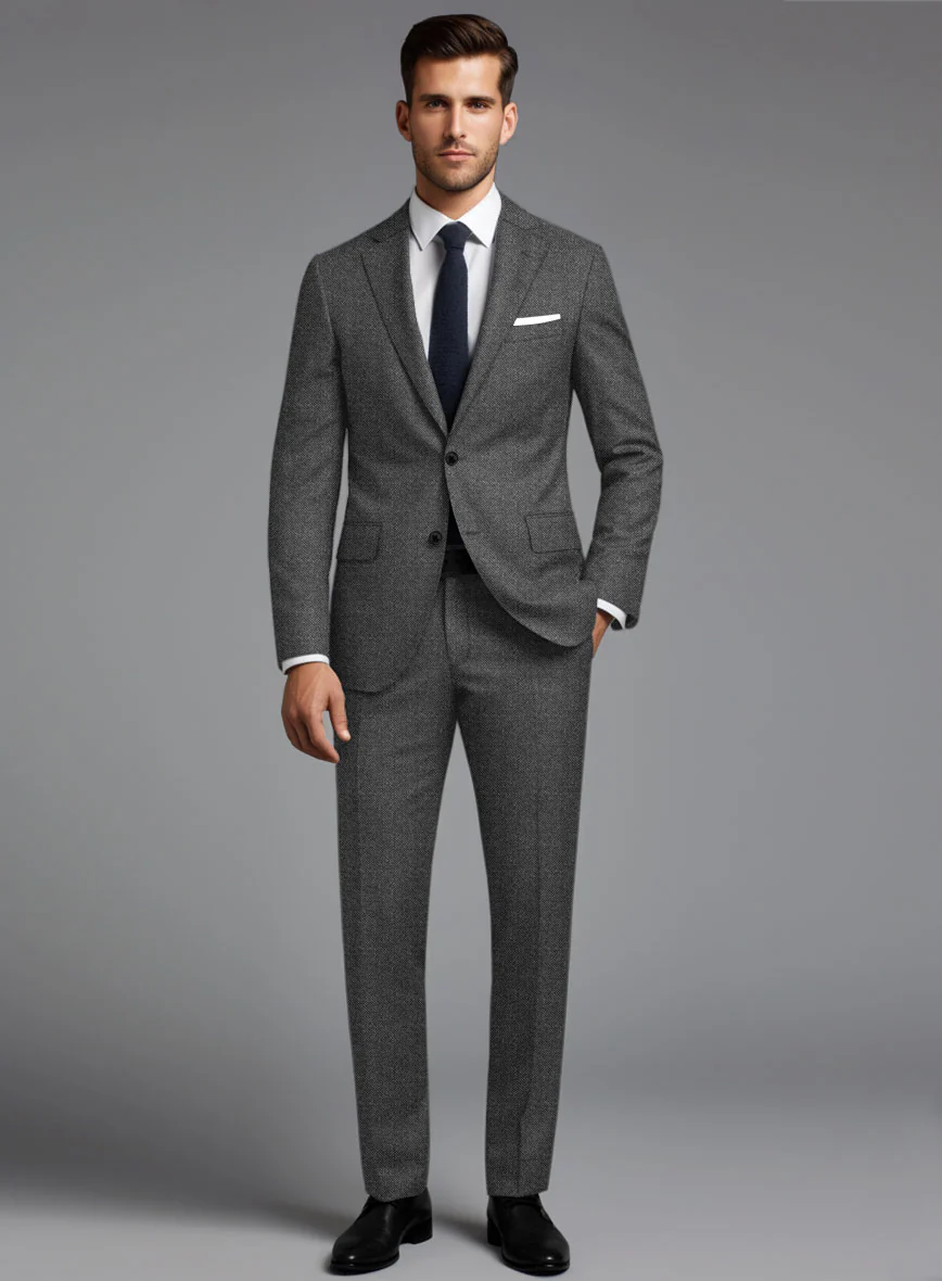 Italian Ombo Dark Gray Birdseye Flannel Suit - Image 2