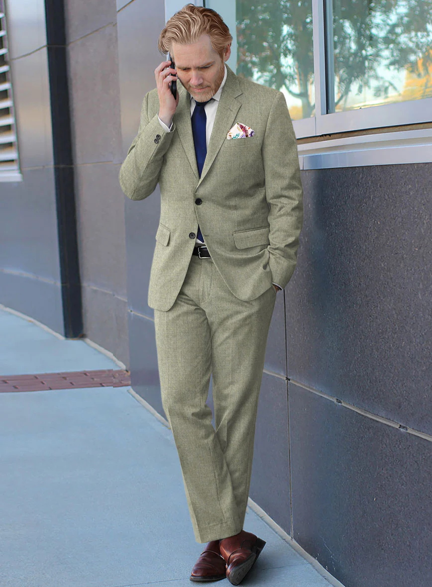 Italian Orfini Summer Green Wool Suit - Image 2