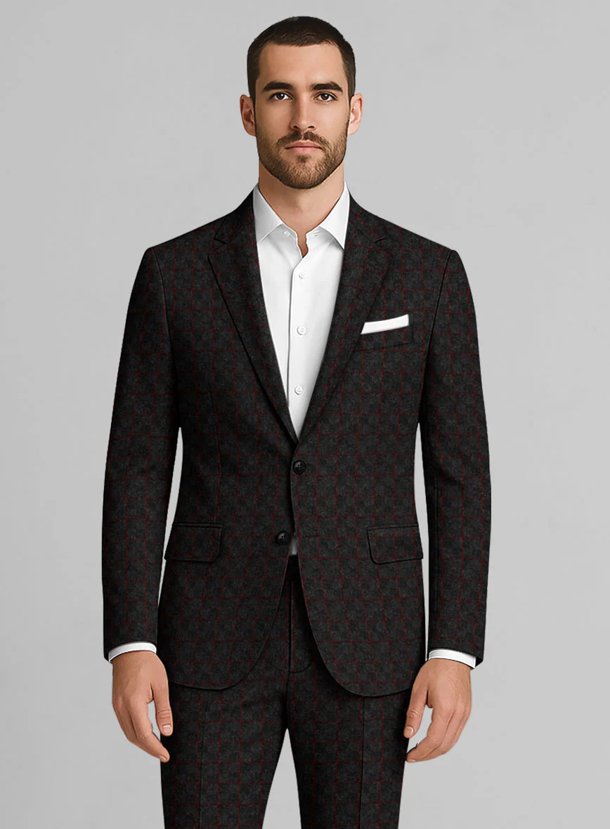 Italian Oxide Charcoal Check Tweed Jacket - Image 2