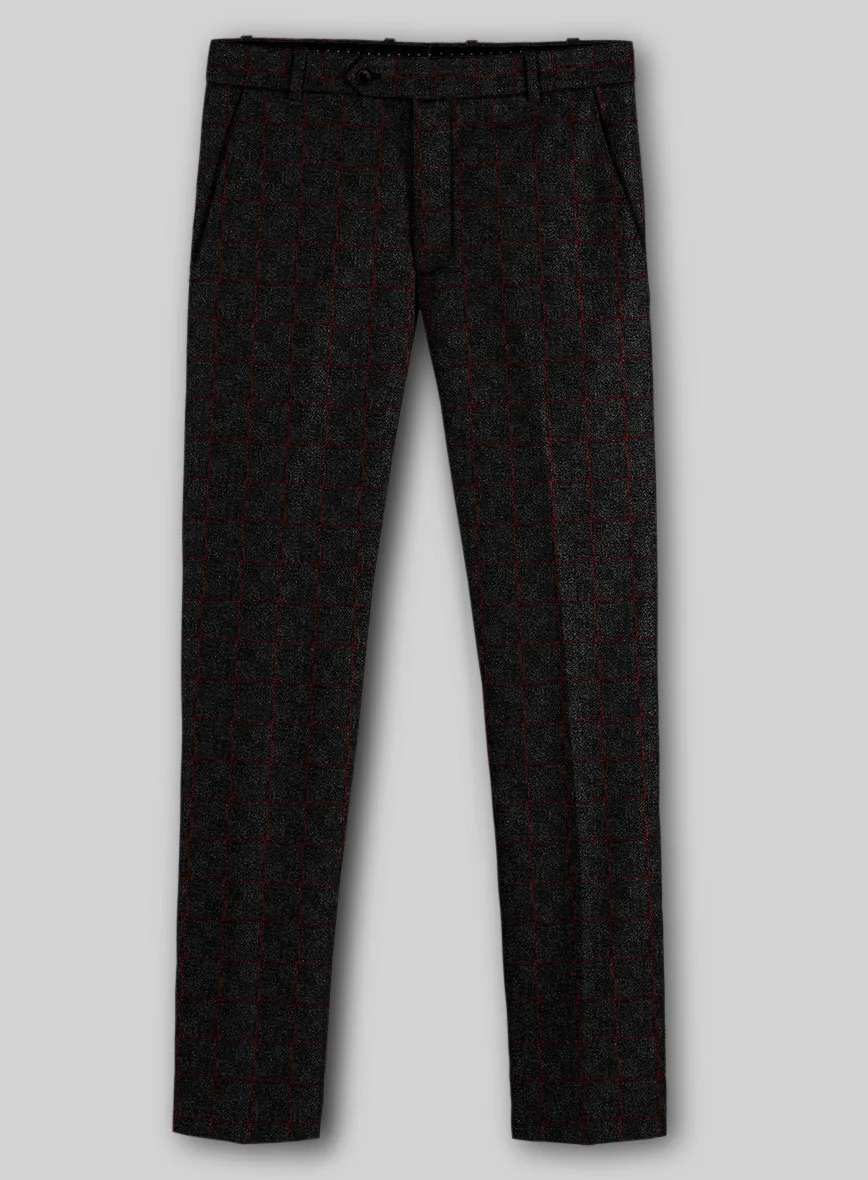 Italian Oxide Charcoal Check Tweed Pants - Image 2