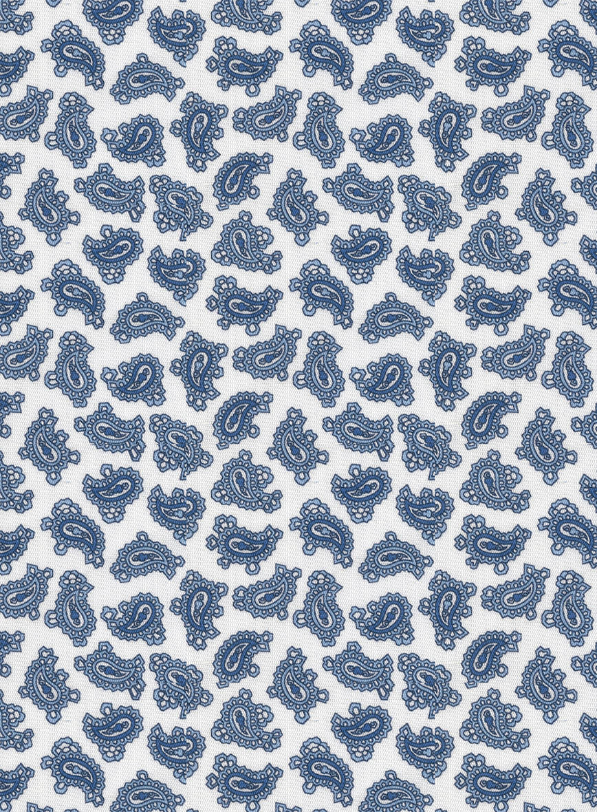 Italian Paisley Blue Summer Linen Shirt - Image 3
