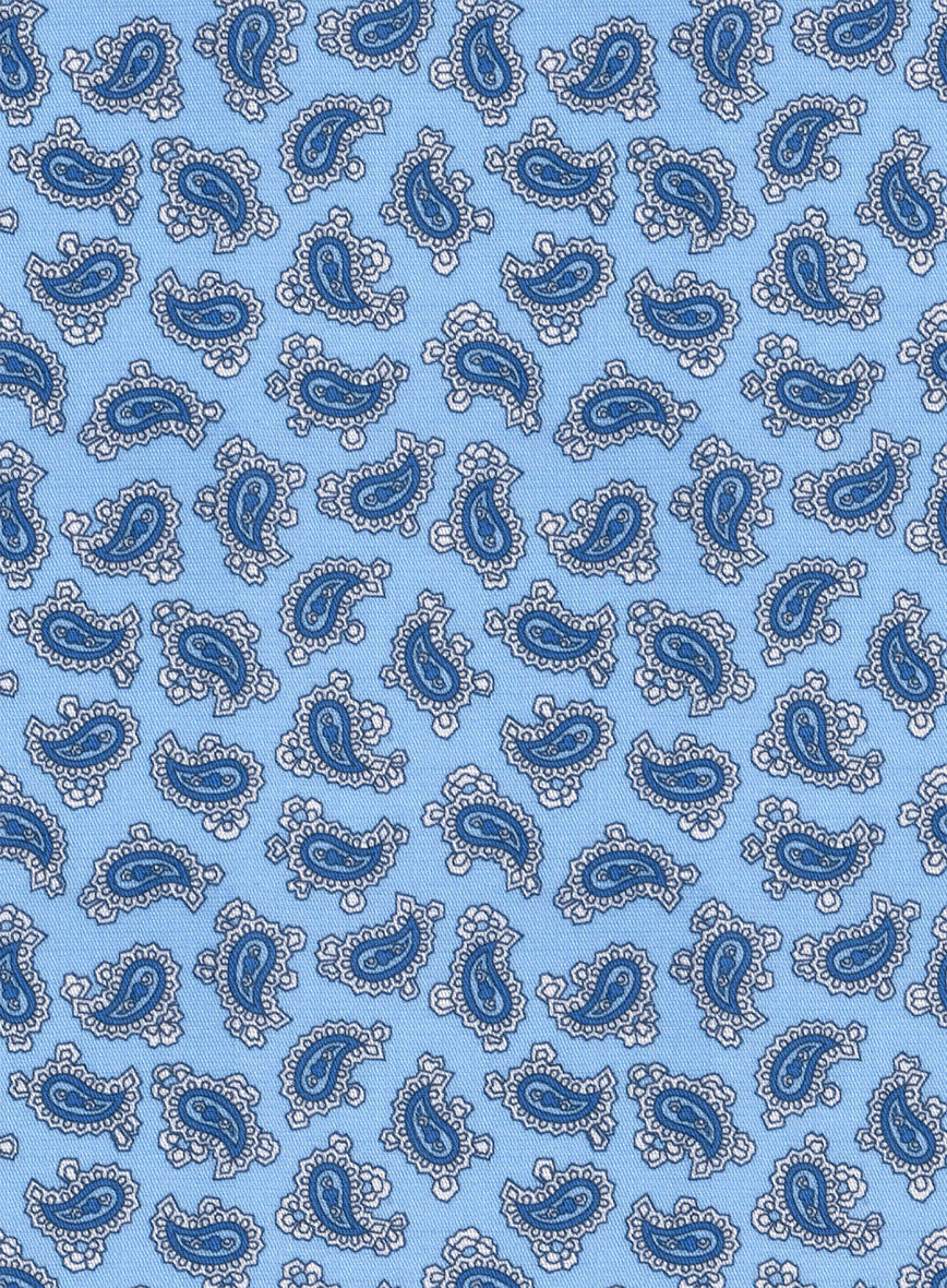 Italian Paisley Sky Blue Summer Linen Shirt - Image 3