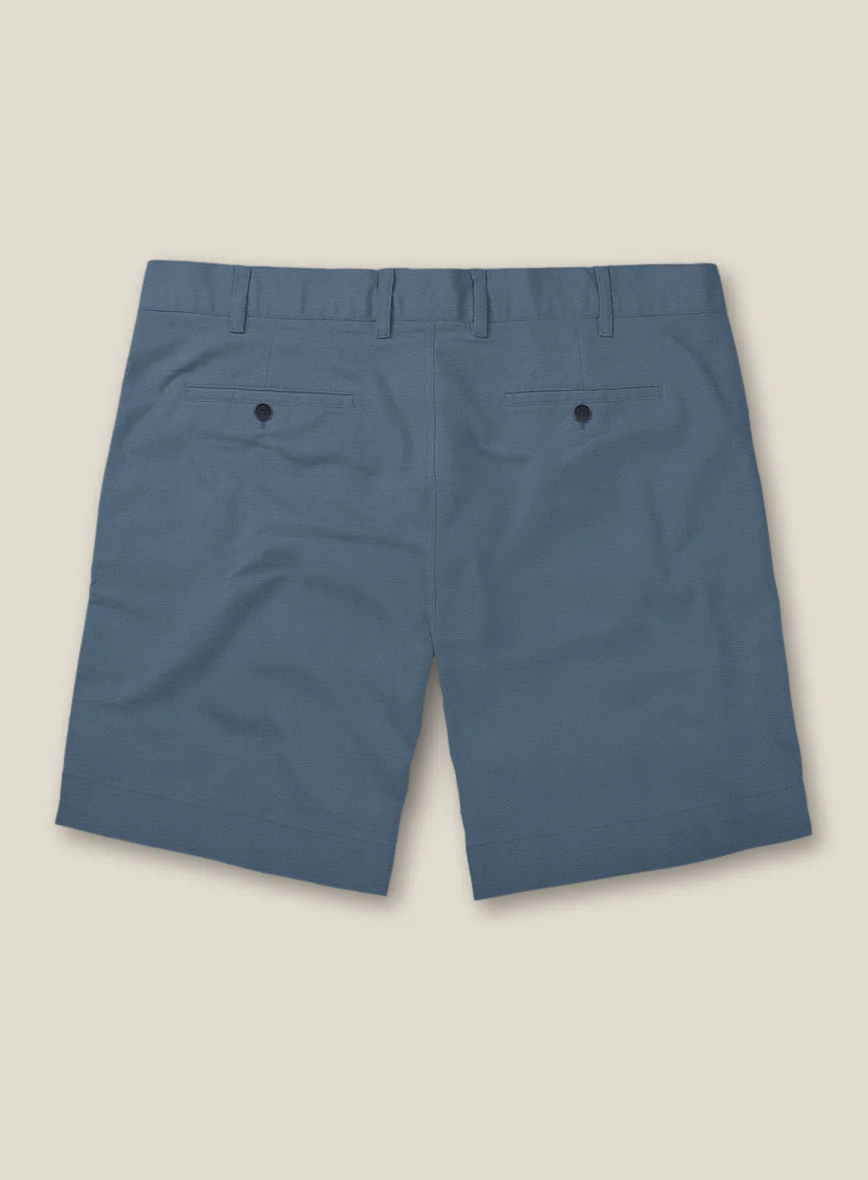 Italian Petrol Blue Cotton Stretch Shorts - Image 2
