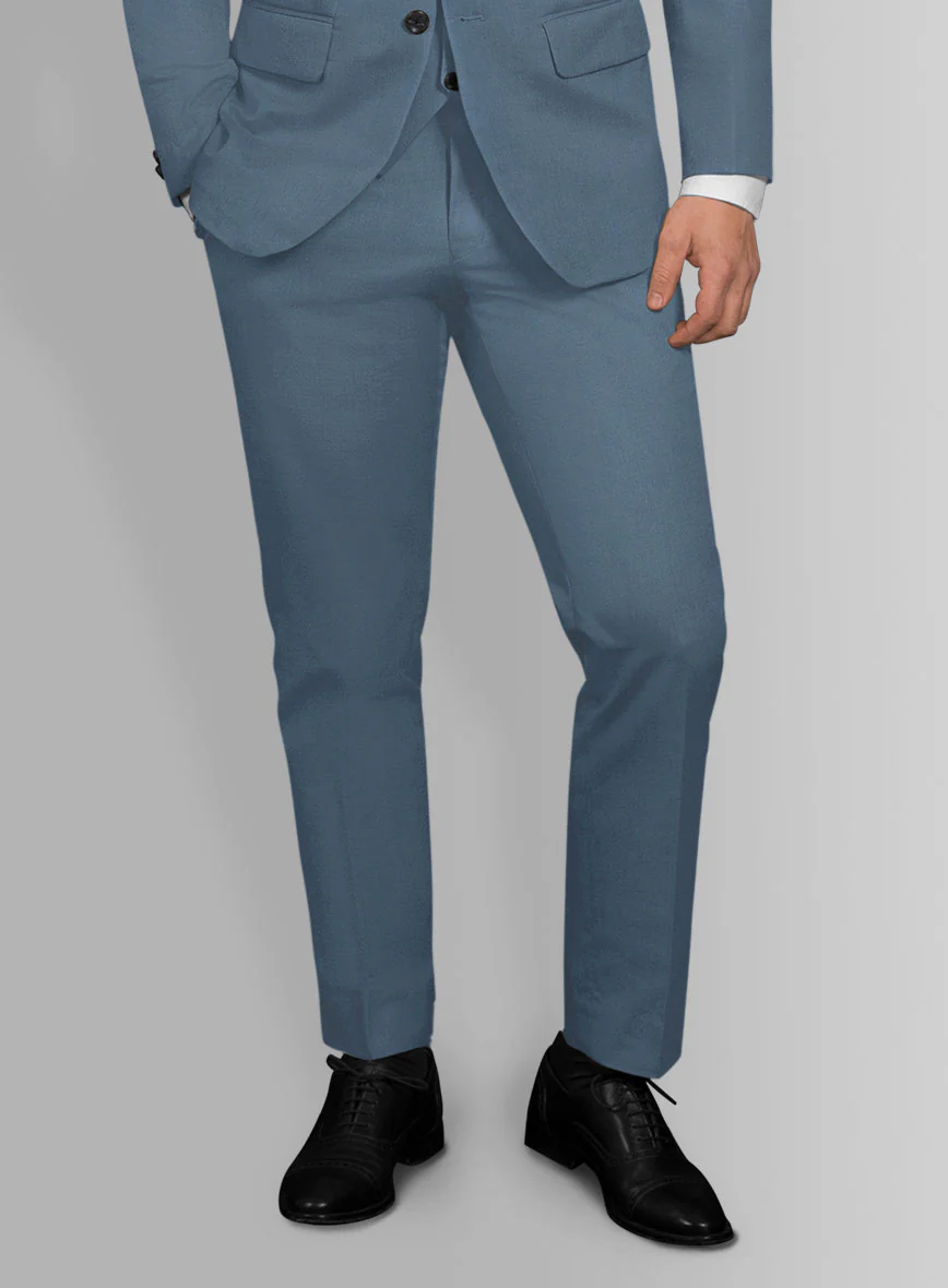 Italian Petrol Blue Cotton Stretch Suit - Image 4
