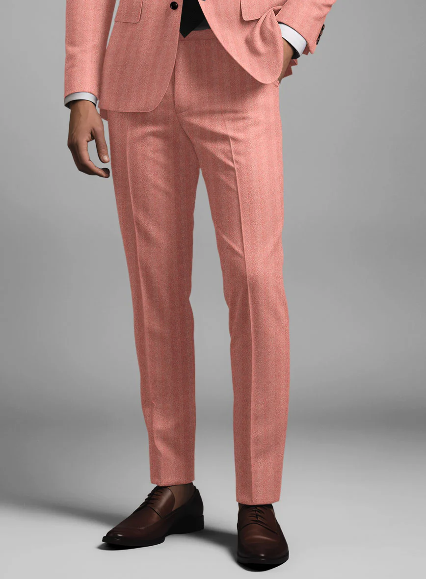 Italian Pink Herringbone Flannel Pants - Image 2