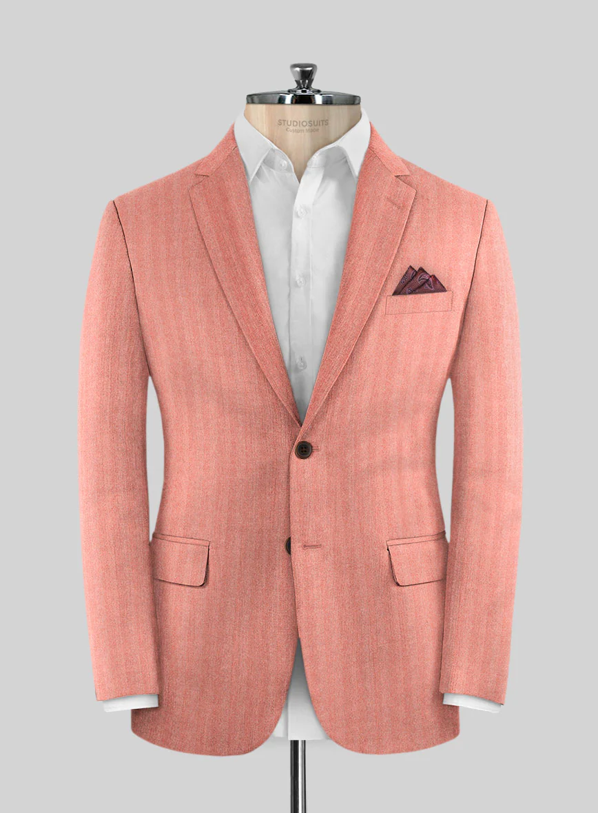 Italian Pink Herringbone Flannel Suit - Image 3