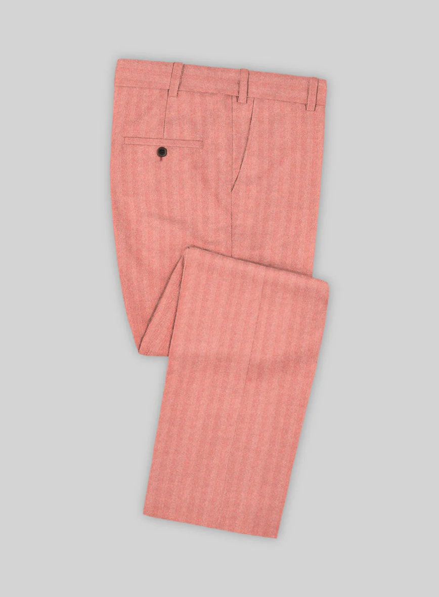 Italian Pink Herringbone Flannel Suit - Image 5