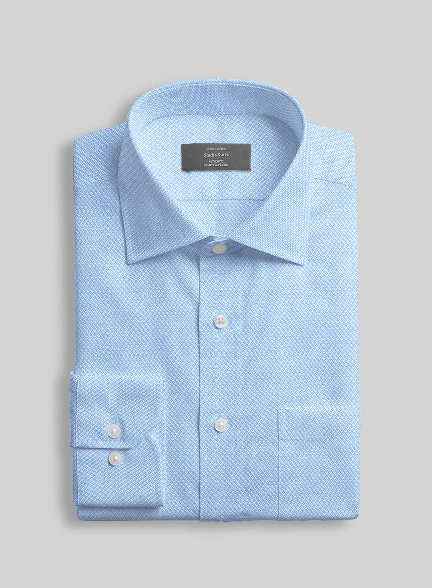 Italian Pinpoint Blue Shirt - Image 2