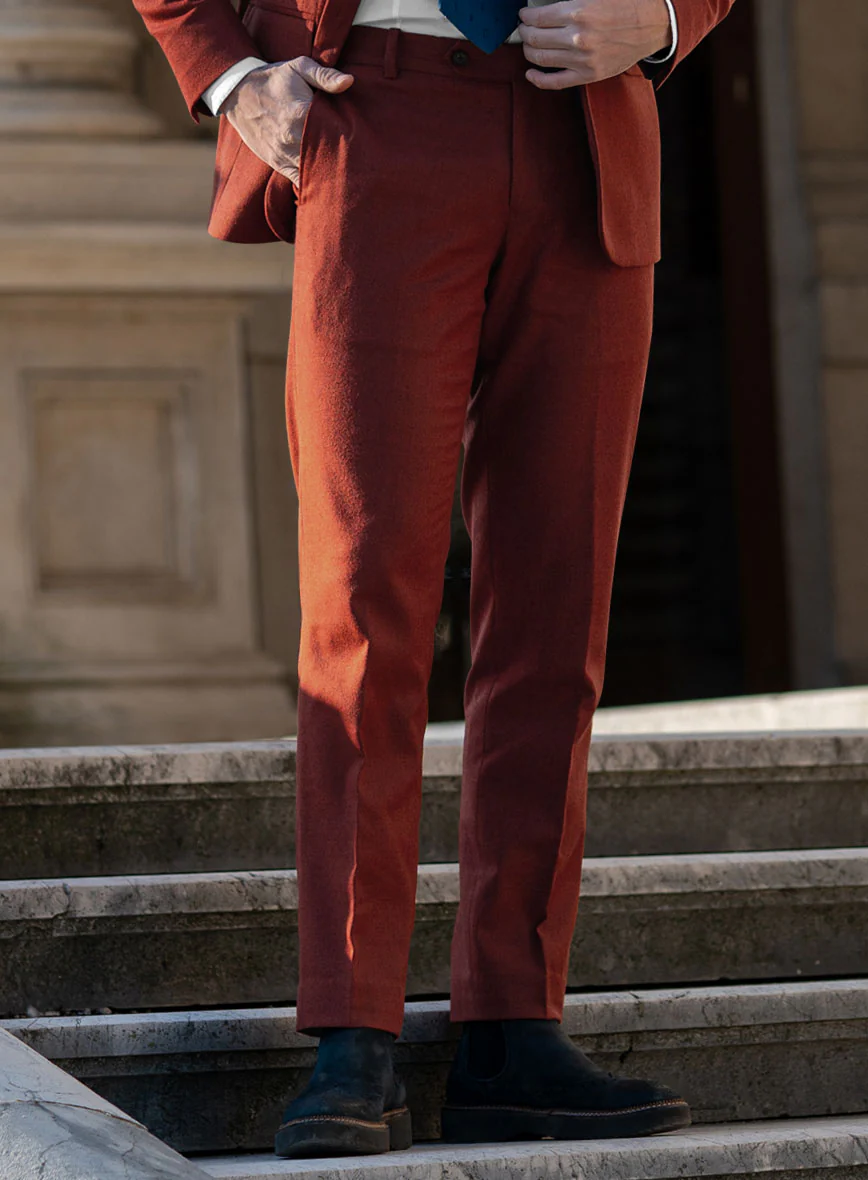Italian Plicio Auburn Wool Pants - Image 2
