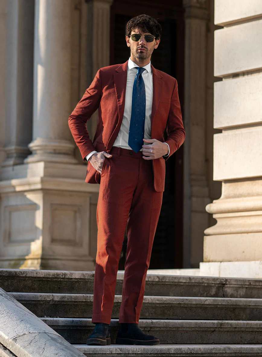 Italian Plicio Auburn Wool Suit - Image 3