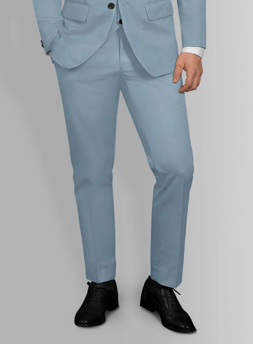 Italian Powder Blue Cotton Stretch Pants - Image 2
