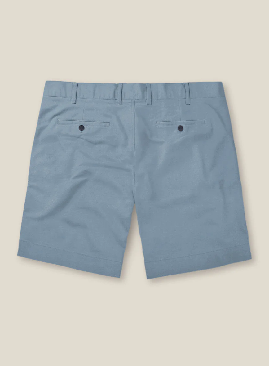 Italian Powder Blue Cotton Stretch Shorts - Image 2
