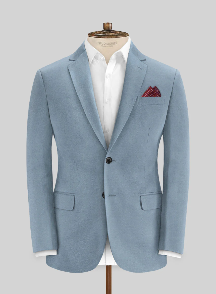 Italian Powder Blue Cotton Stretch Suit - Image 3