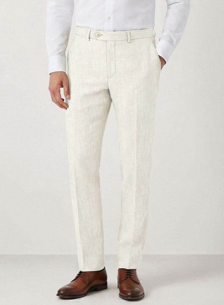 Italian Prato Beige Dobby Linen Suit - Image 6
