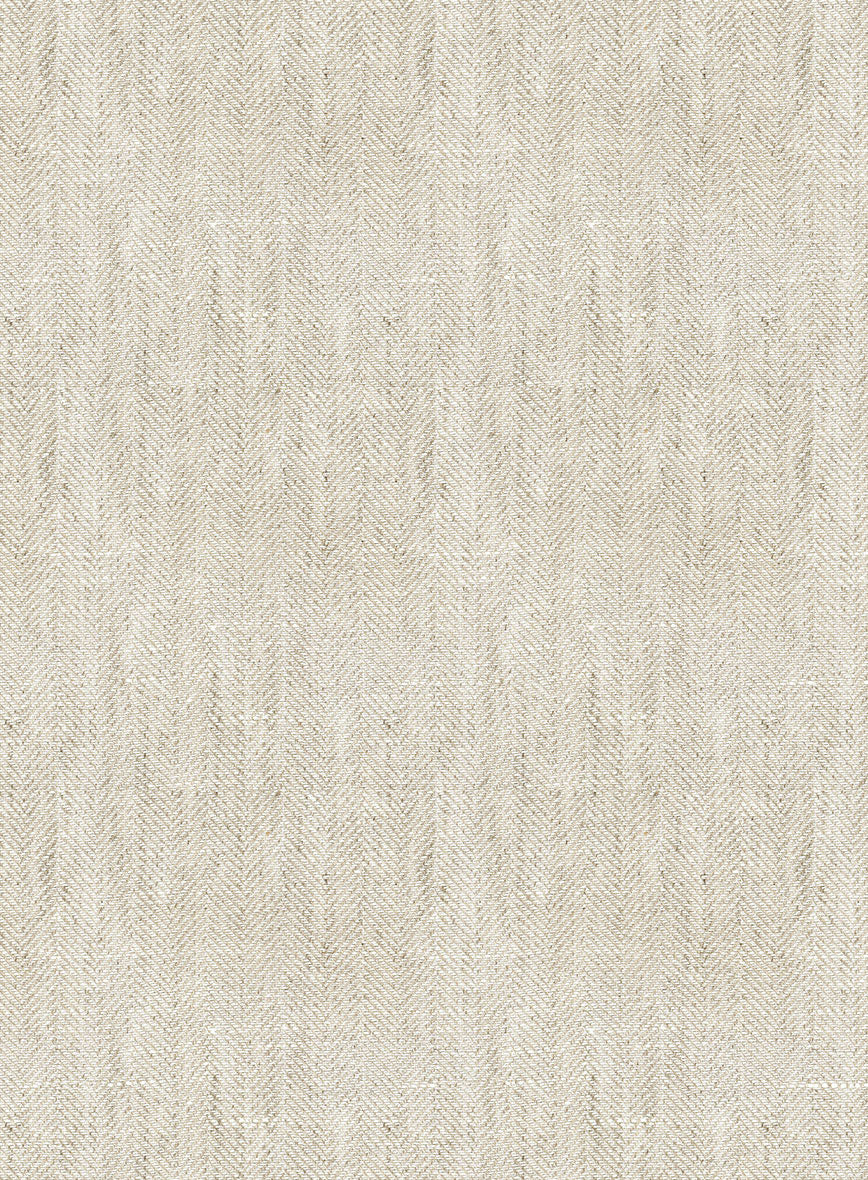 Italian Prato Beige Herringbone Linen Jacket - Image 3