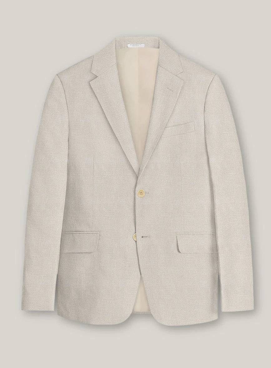 Italian Prato Beige Linen Suit - Image 3