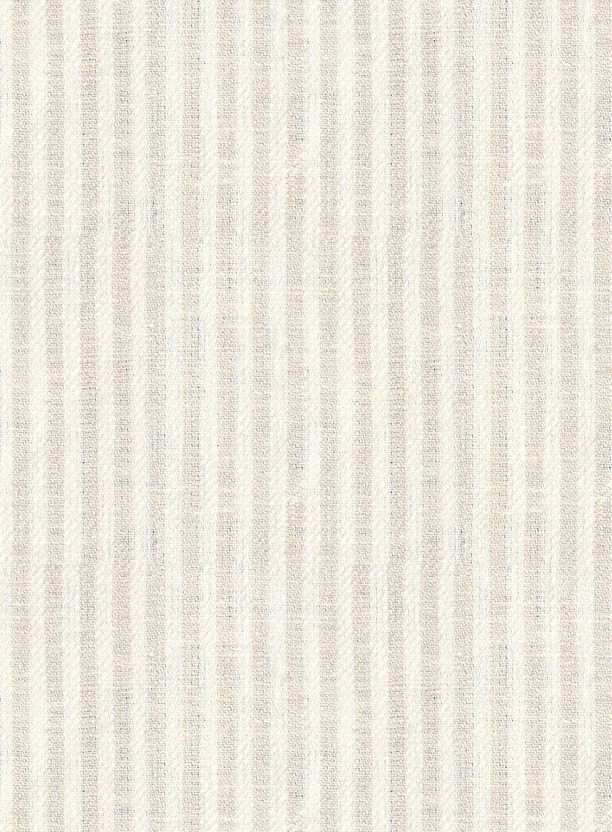 Italian Prato Beige Pinstripe Linen Pants - Image 4