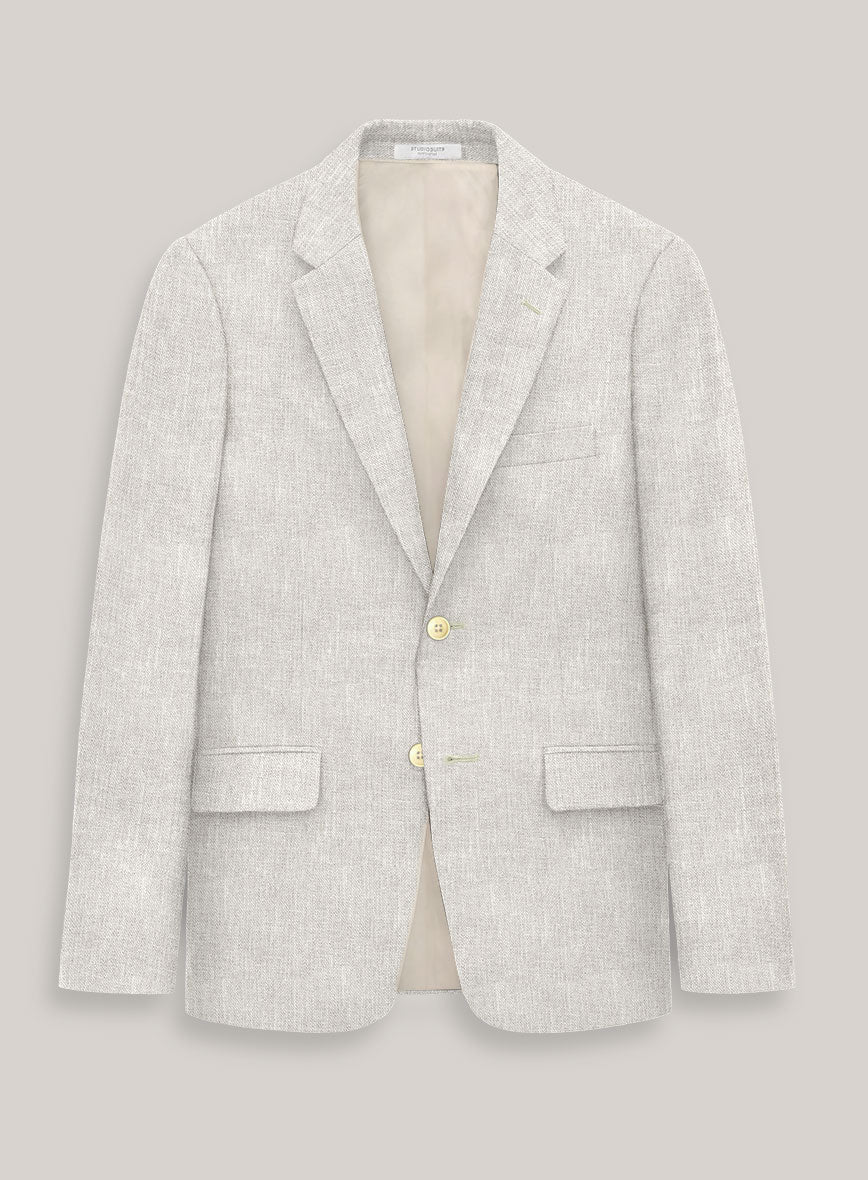 Italian Prato Beige Sharkskin Linen Suit - Image 2