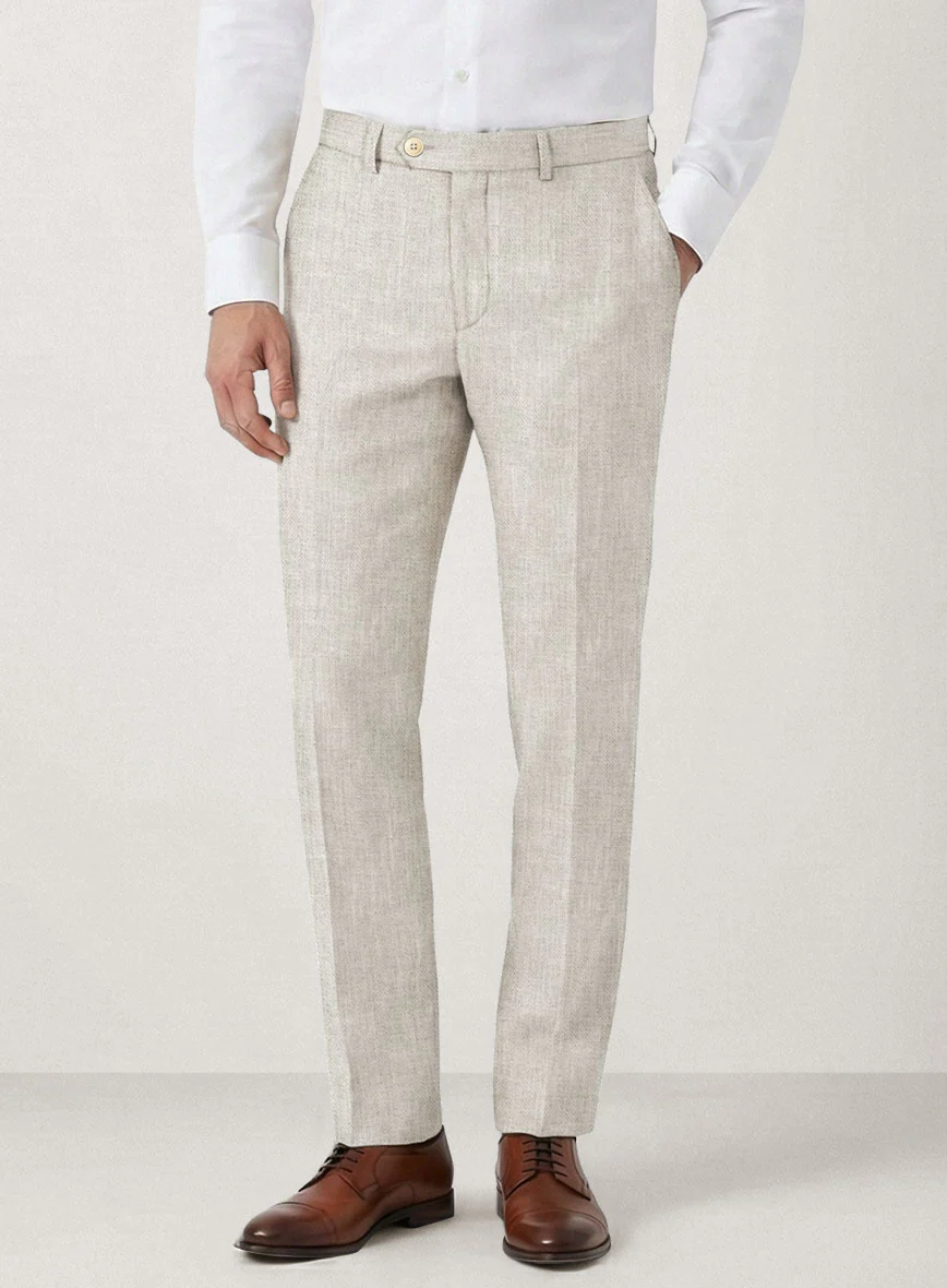Italian Prato Beige Sharkskin Linen Suit - Image 5