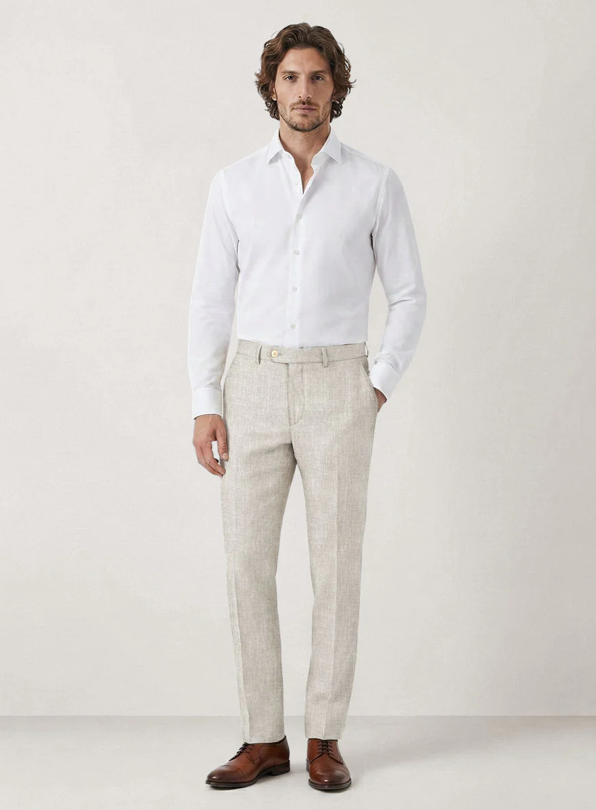 Italian Prato Beige Sharkskin Linen Suit - Image 6