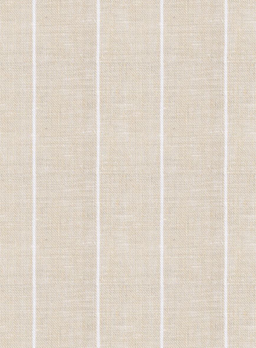 Italian Prato Beige Wide Stripe Linen Suit - Image 7