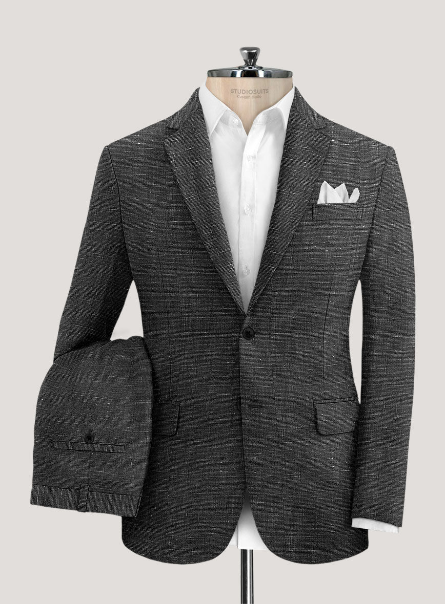 Italian Prato Black Chambray Linen Suit - Image 2