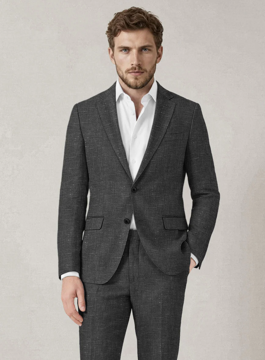 Italian Prato Black Chambray Linen Suit - Image 3
