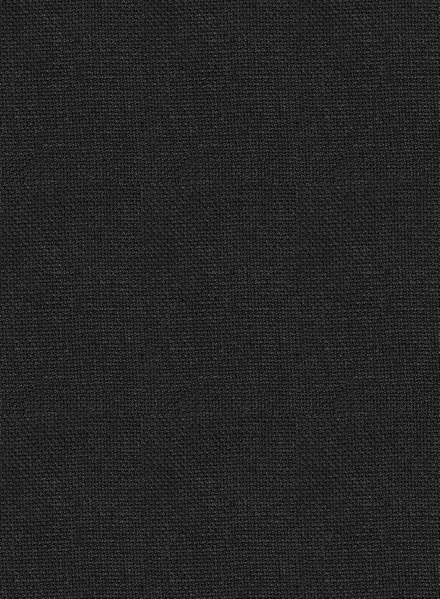 Italian Prato Black Dobby Linen Highland Trousers - Image 7