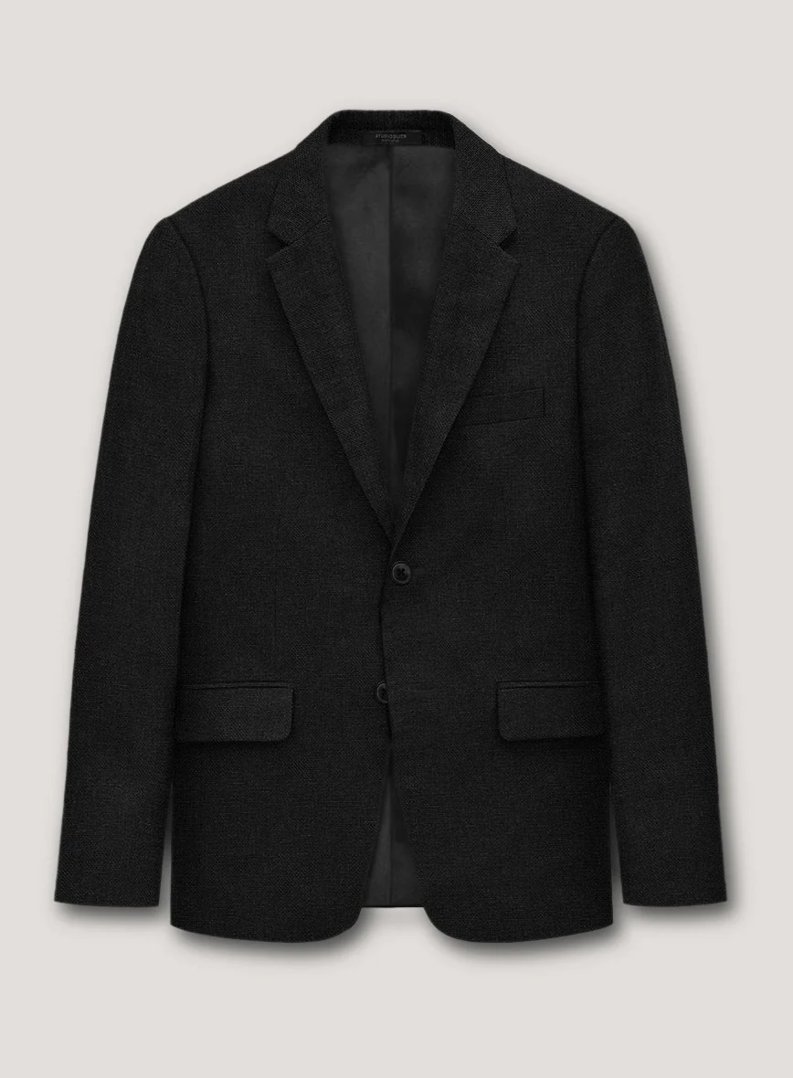 Italian Prato Black Dobby Linen Suit - Image 2