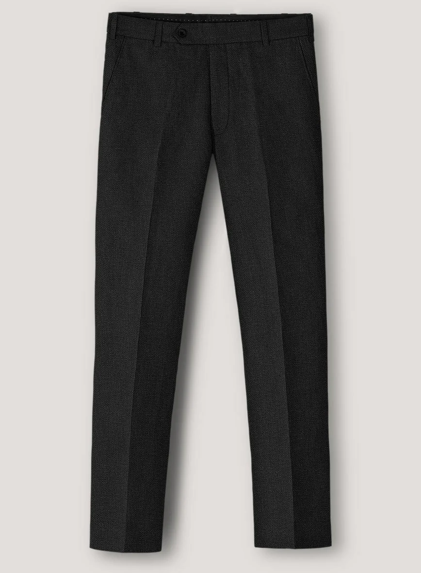 Italian Prato Black Dobby Linen Pants - Image 2