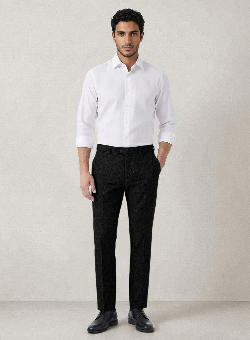 Italian Prato Black Dobby Linen Pants - Image 3